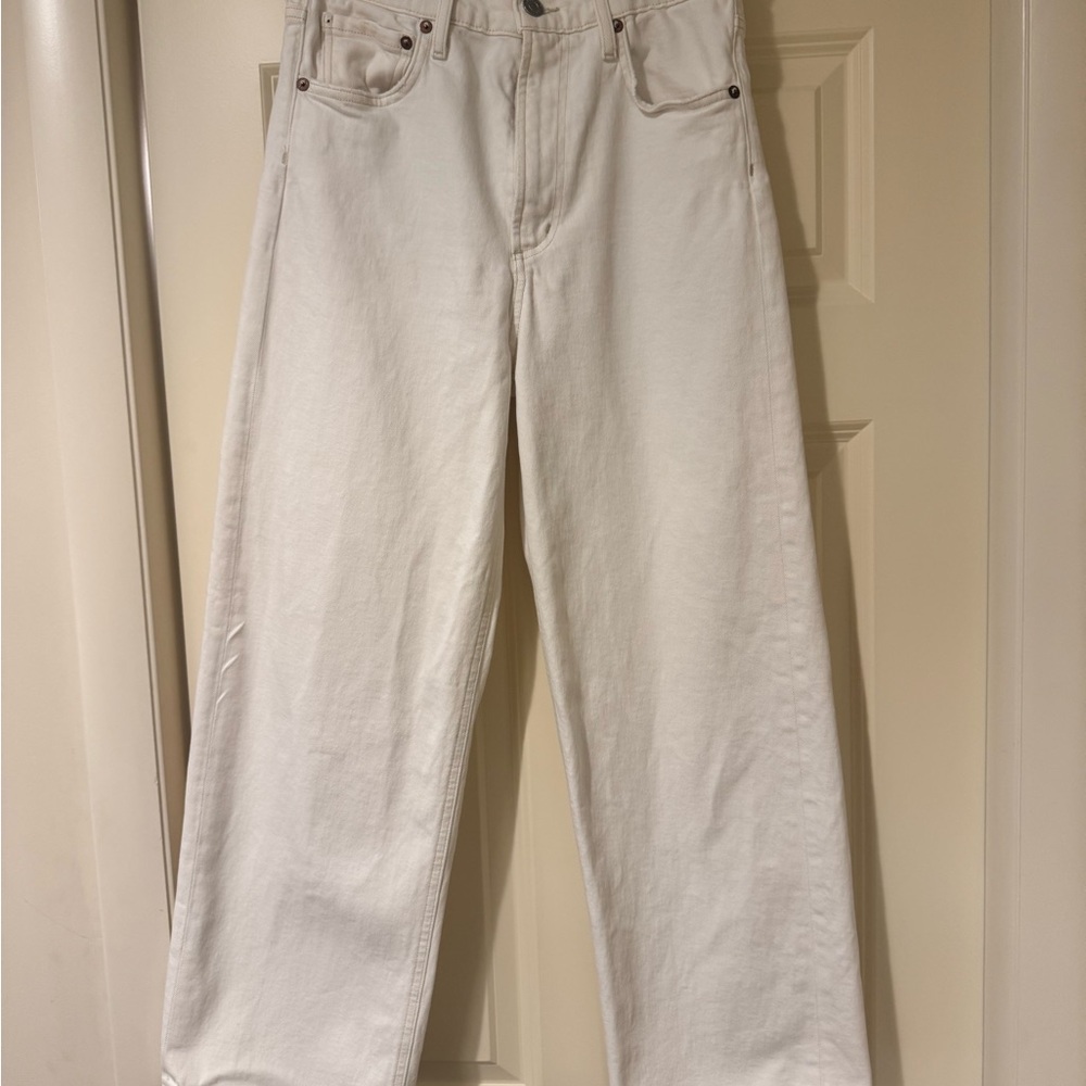 Agolde Off-White Jeans with Subtle Cream Stitching